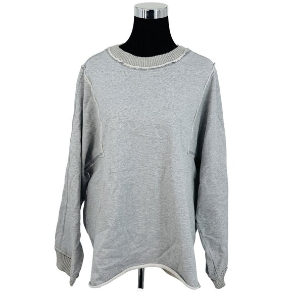 NWT Free People Gray Slouchy Crew Neck Sweater| Coastal Grandmother Quiet Luxury - Picture 2 of 16